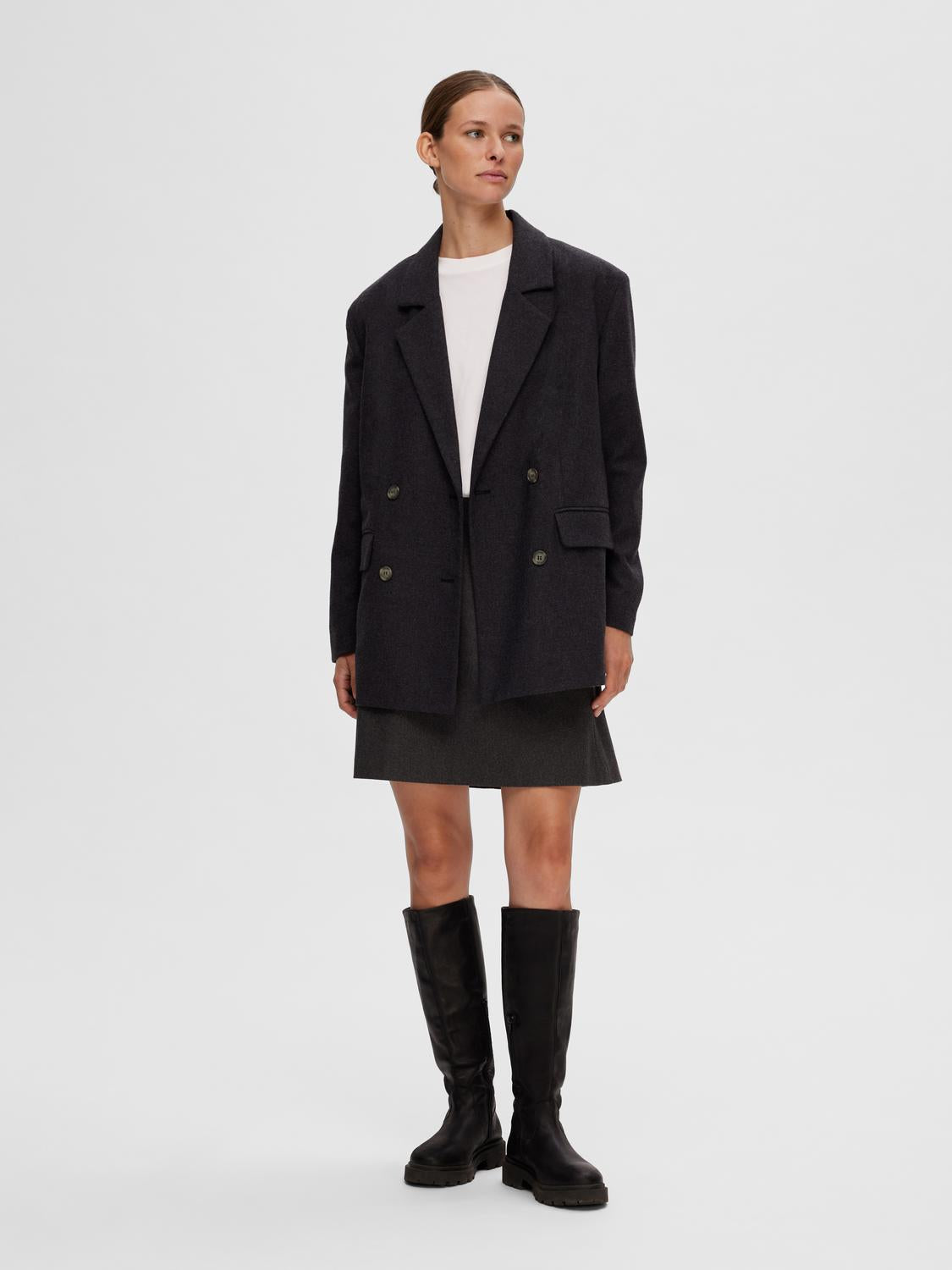 Mercy Ula Blazer - Grå/ Dark Grey Melange